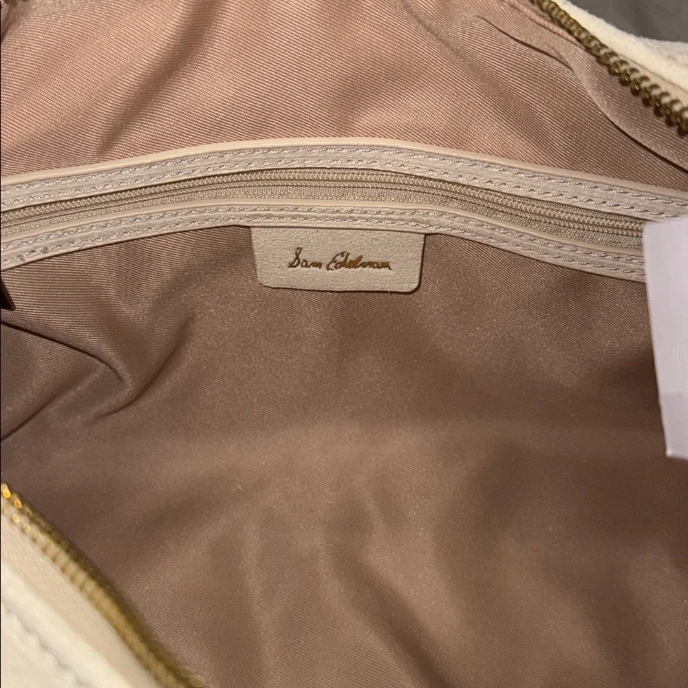 Sam Edelman Faren Rhinestone Medium Suede Hobo Shoulder Bag in Ivory NWT